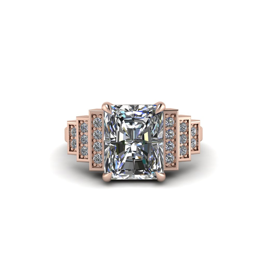Unique Geometric Radiant Diamond Engagement Ring - Wilma No. 2