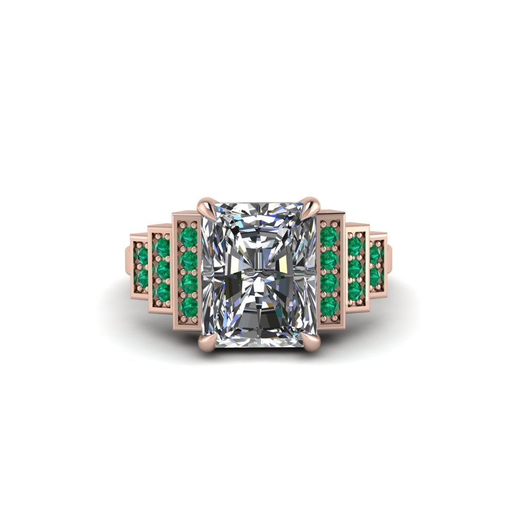 Unique Geometric Radiant Diamond Engagement Ring - Wilma No. 17