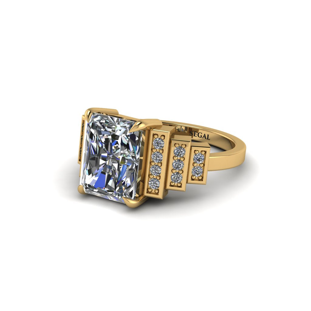 Unique Geometric Radiant Diamond Engagement Ring - Wilma No. 1