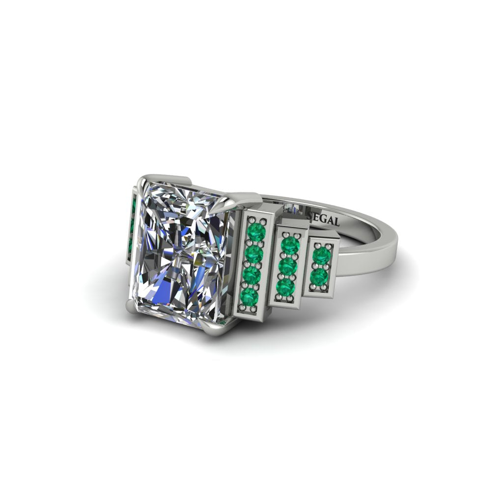 Unique Geometric Radiant Diamond Engagement Ring - Wilma No. 18