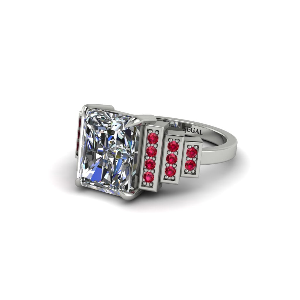 Unique Geometric Radiant Diamond Engagement Ring - Wilma No. 48