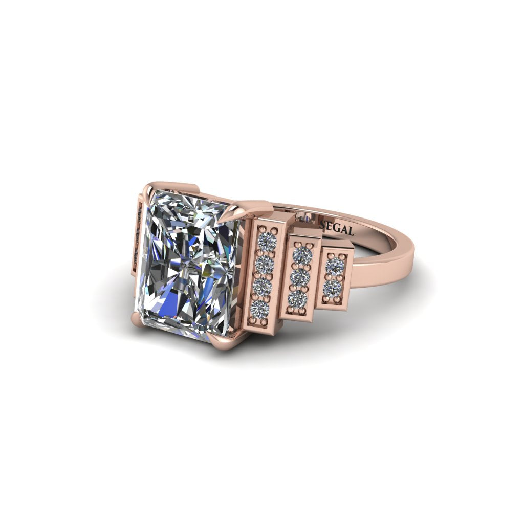 Unique Geometric Radiant Diamond Engagement Ring - Wilma No. 2