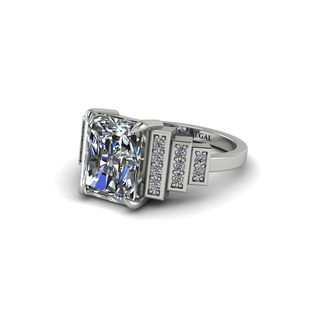Unique Geometric Radiant Diamond Engagement Ring - Wilma No. 3