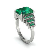 Unique Geometric Radiant Emerald Engagement Ring - Wilma No. 21 image 1