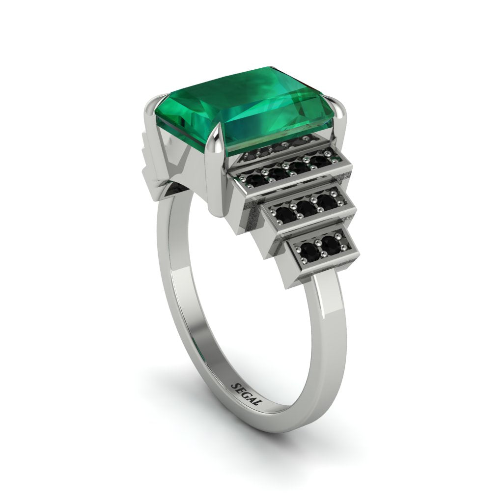 Unique Geometric Radiant Emerald Engagement Ring - Wilma No. 36