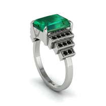 Unique Geometric Radiant Emerald Engagement Ring - Wilma No. 36 image 1