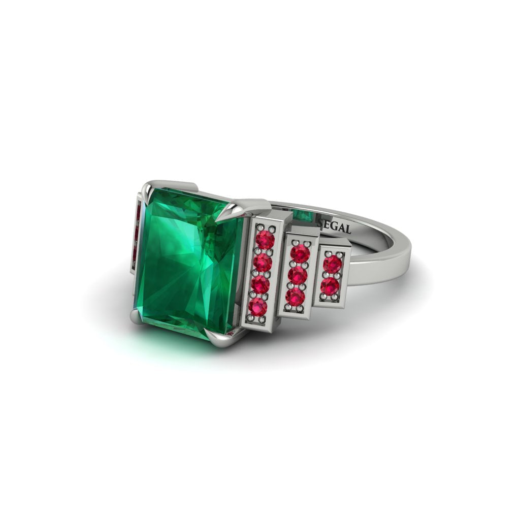 Unique Geometric Radiant Emerald Engagement Ring - Wilma No. 51