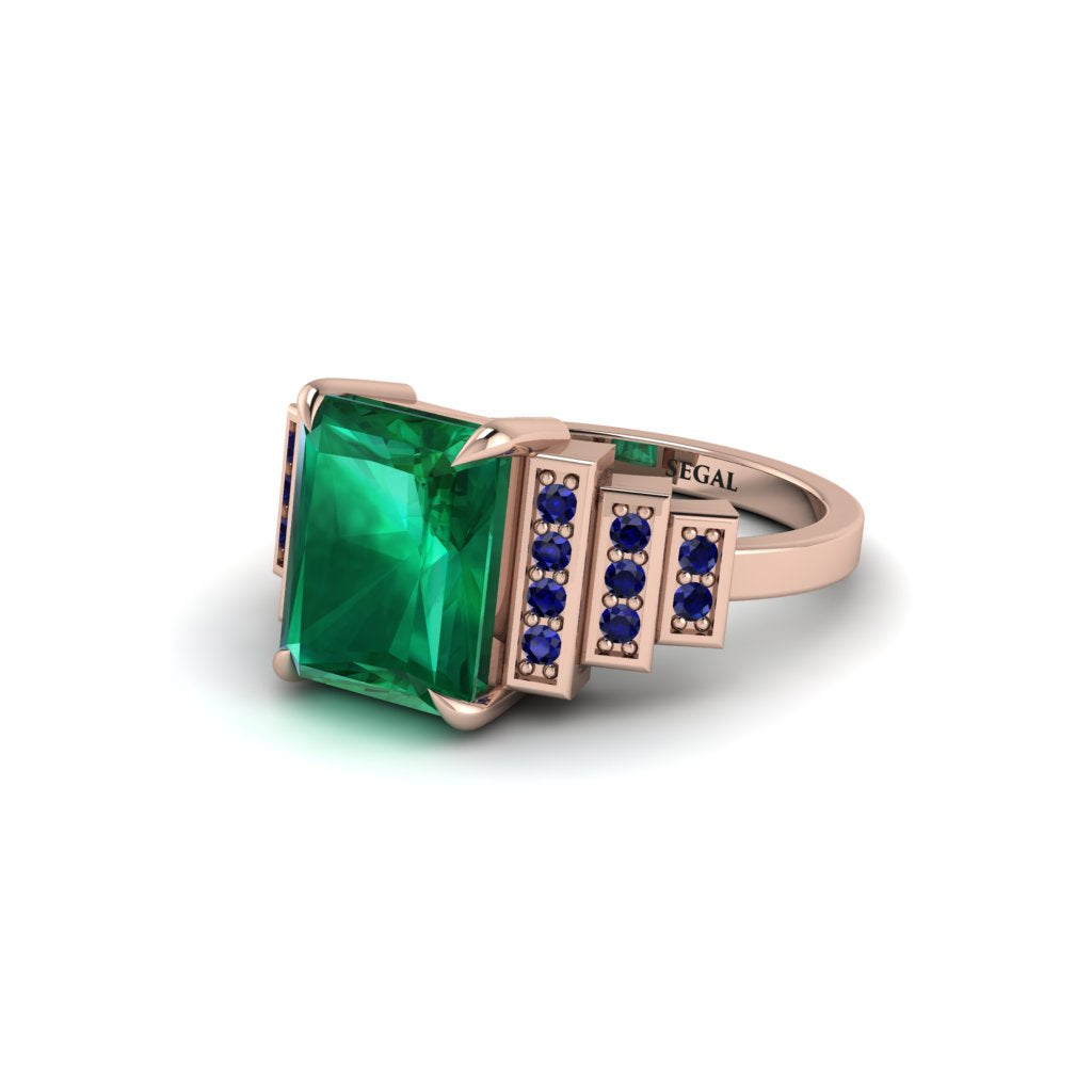 Unique Geometric Radiant Emerald Engagement Ring - Wilma No. 65