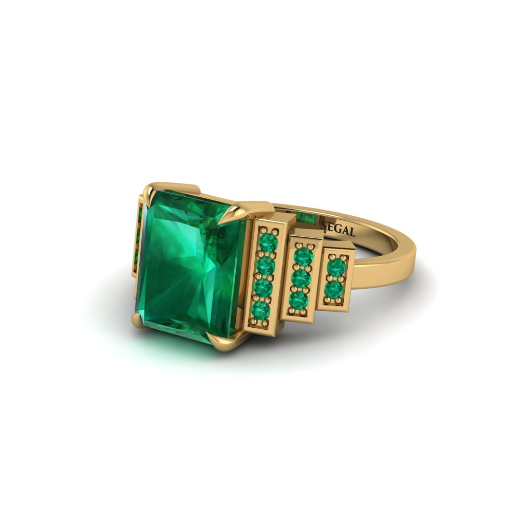 Unique Geometric Radiant Emerald Engagement Ring - Wilma No. 19