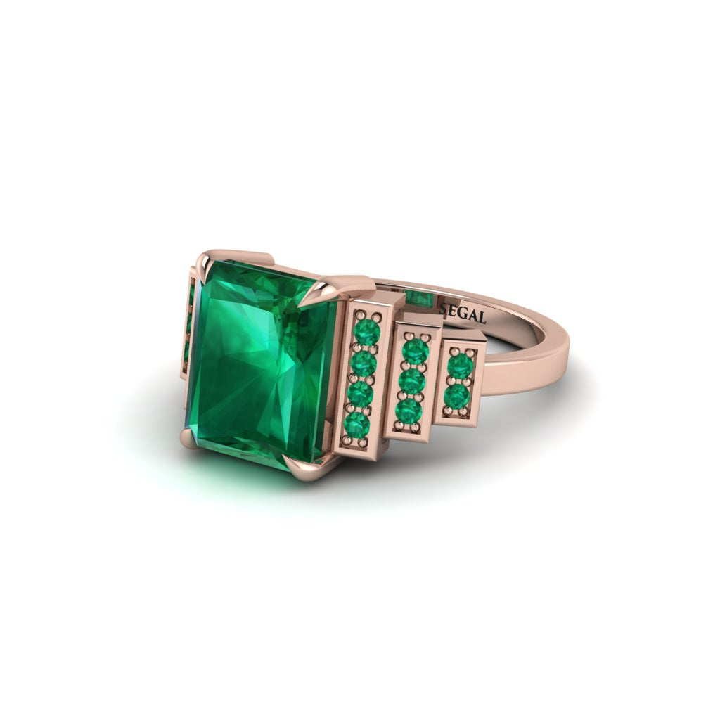 Unique Geometric Radiant Emerald Engagement Ring - Wilma No. 20