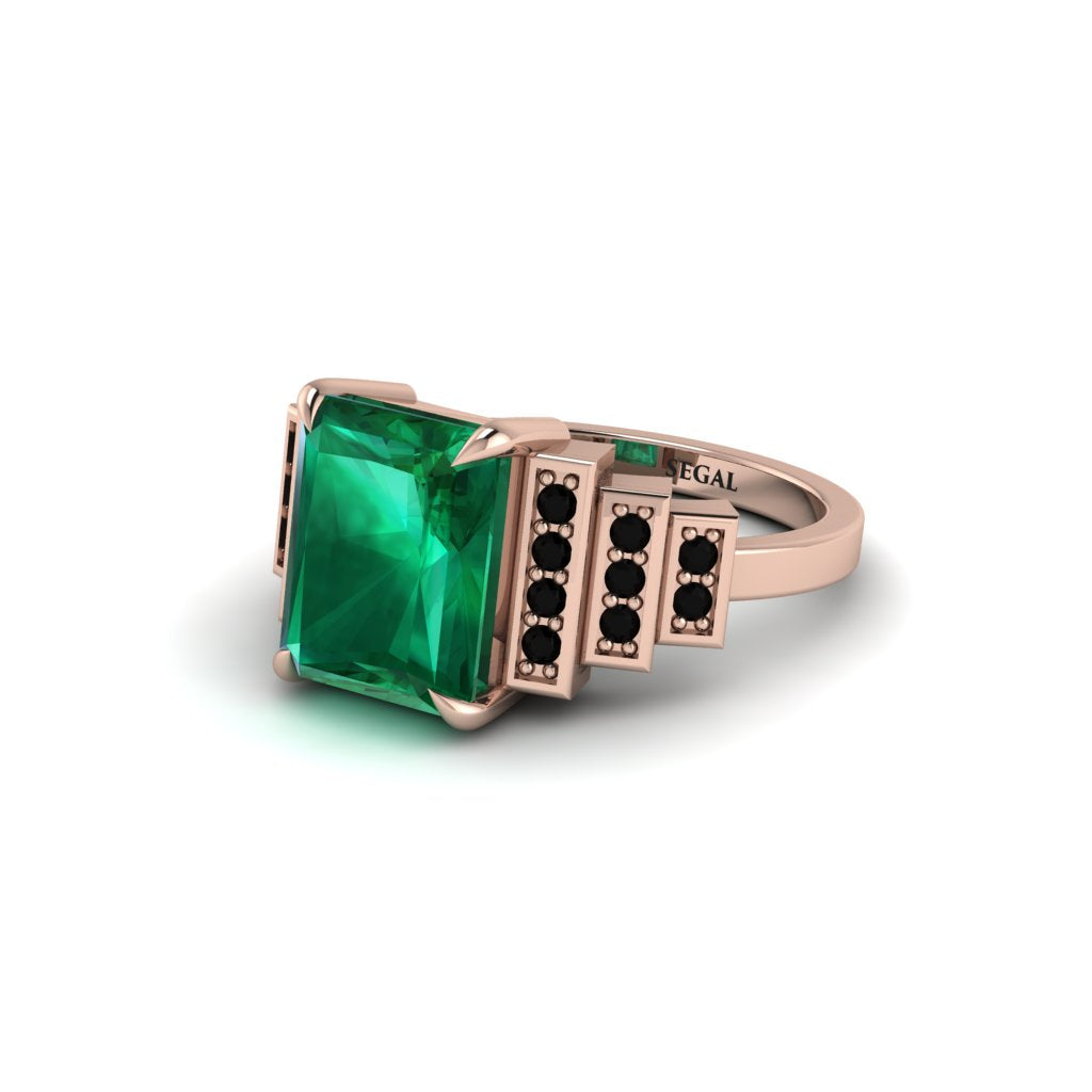 Unique Geometric Radiant Emerald Engagement Ring - Wilma No. 35