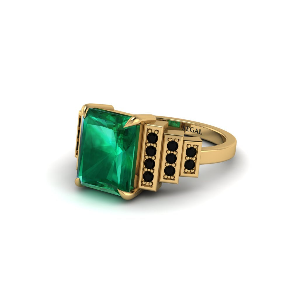 Unique Geometric Radiant Emerald Engagement Ring - Wilma No. 34