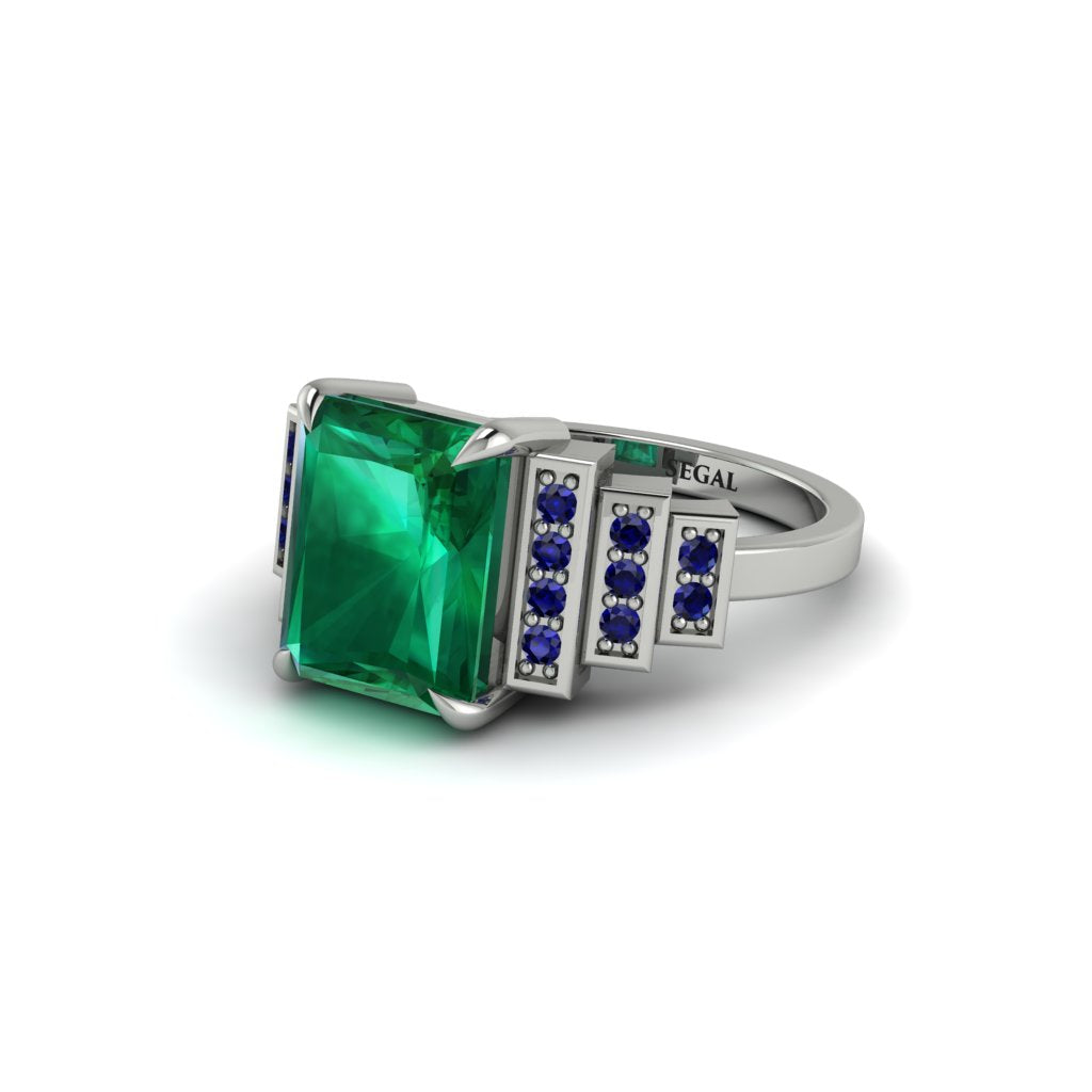 Unique Geometric Radiant Emerald Engagement Ring - Wilma No. 66