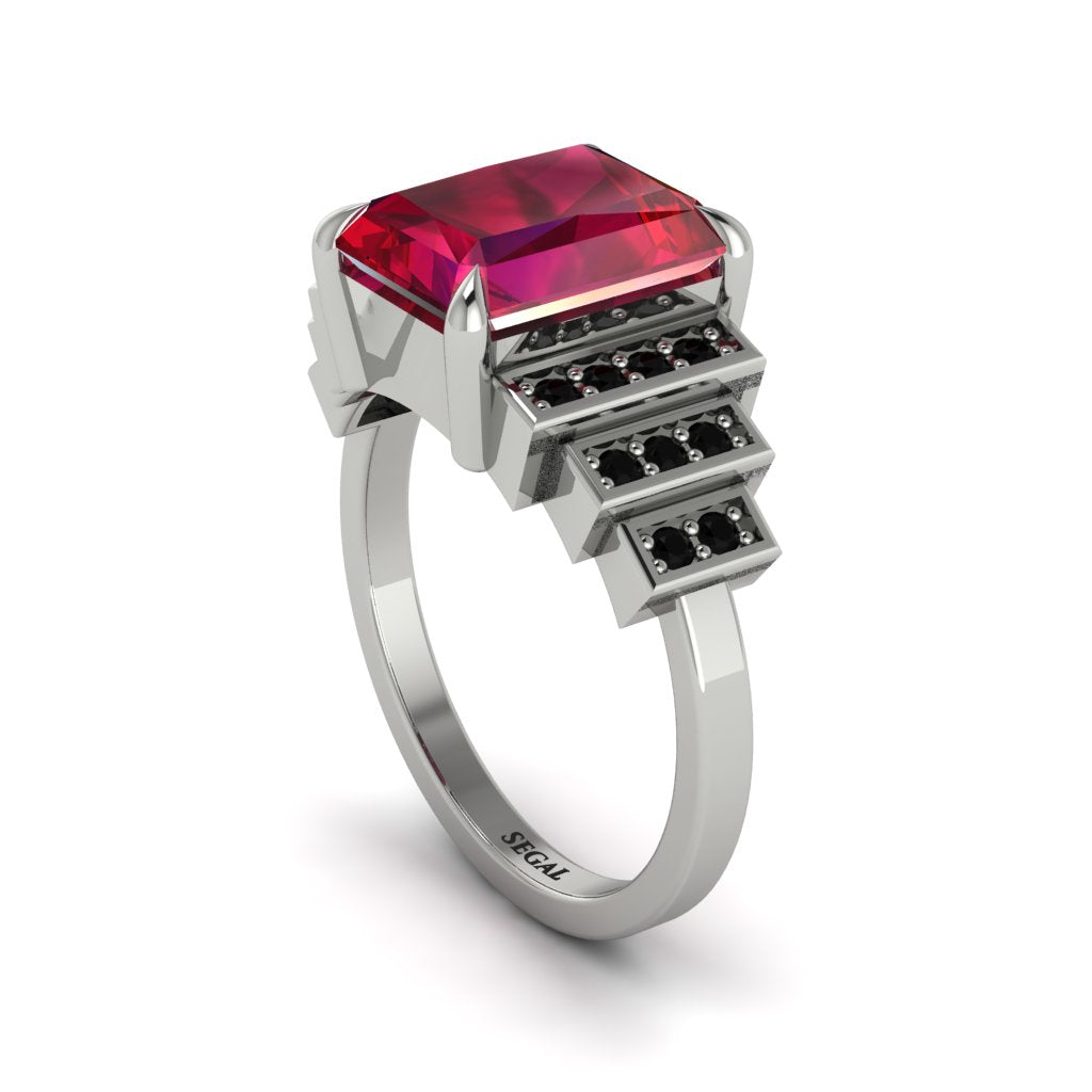 Unique Geometric Radiant Ruby Engagement Ring - Wilma No. 42
