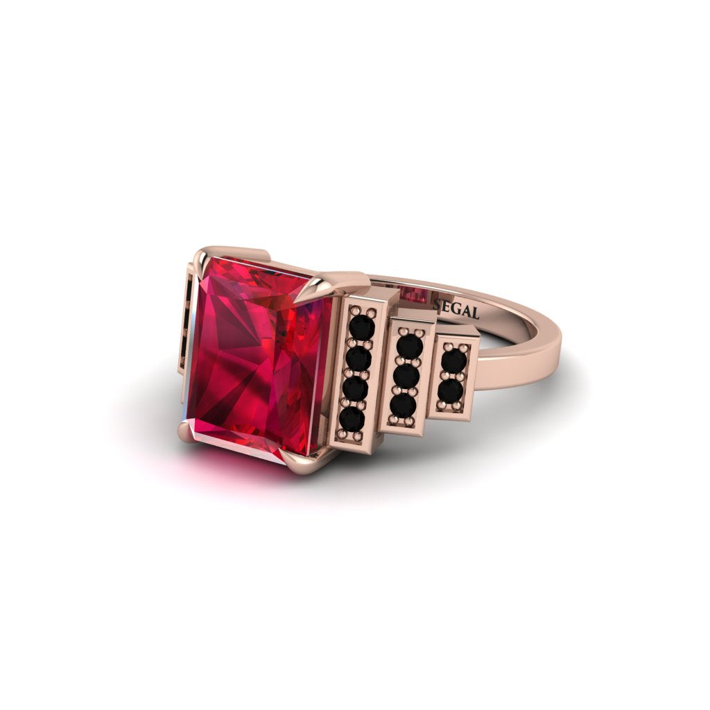 Unique Geometric Radiant Ruby Engagement Ring - Wilma No. 41