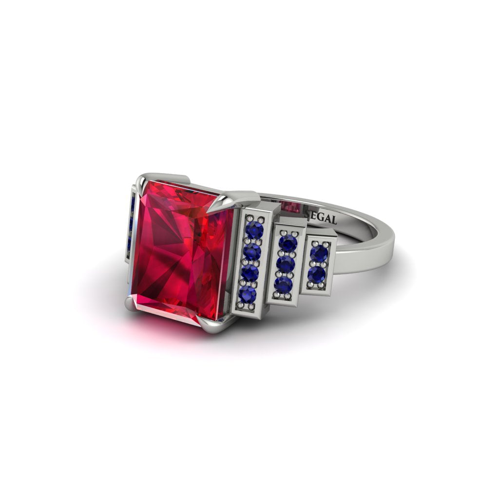 Unique Geometric Radiant Ruby Engagement Ring - Wilma No. 72