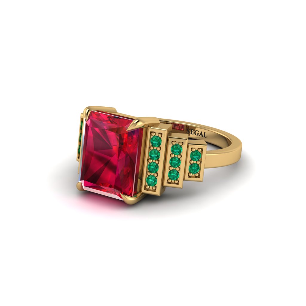 Unique Geometric Radiant Ruby Engagement Ring - Wilma No. 25