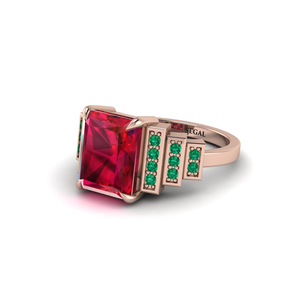 Unique Geometric Radiant Ruby Engagement Ring - Wilma No. 26