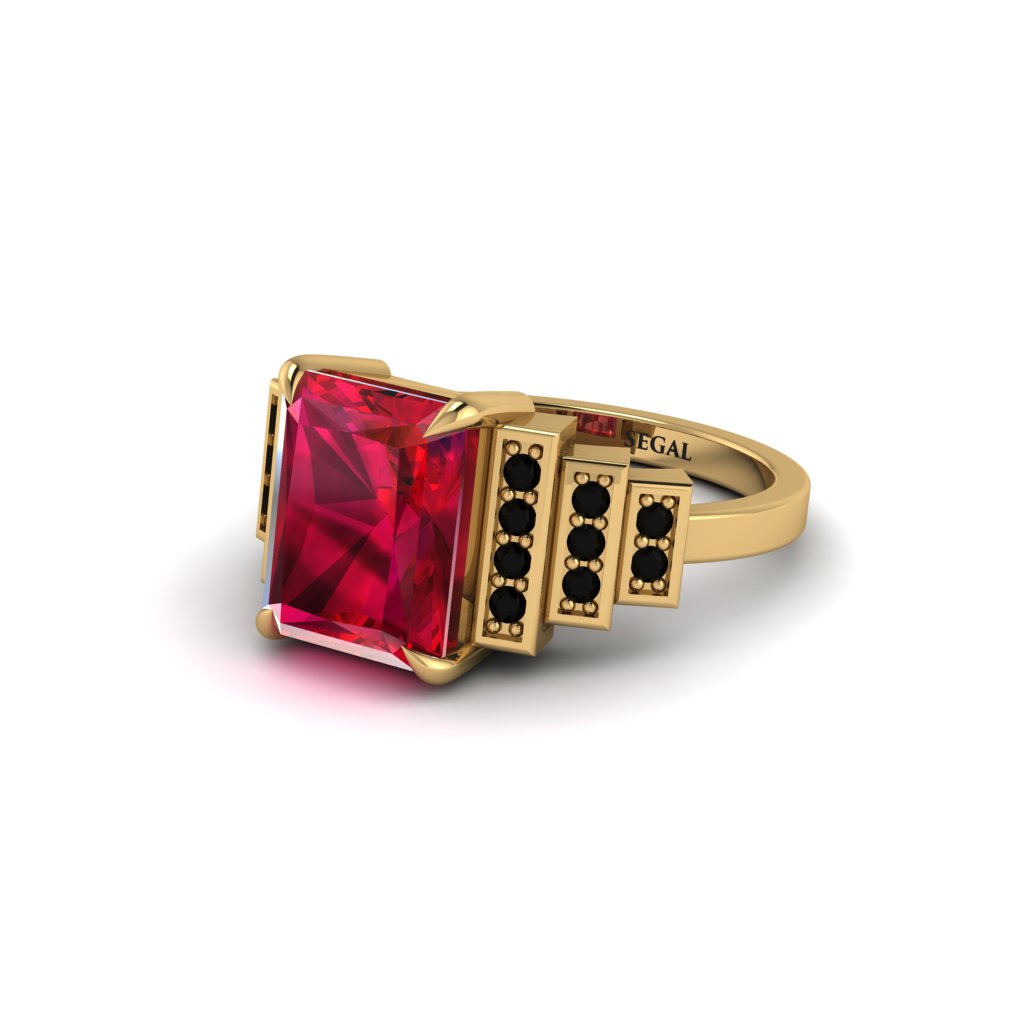 Unique Geometric Radiant Ruby Engagement Ring - Wilma No. 40