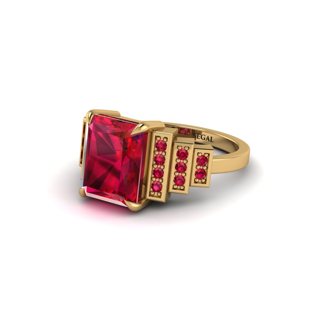 Unique Geometric Radiant Ruby Engagement Ring - Wilma No. 55