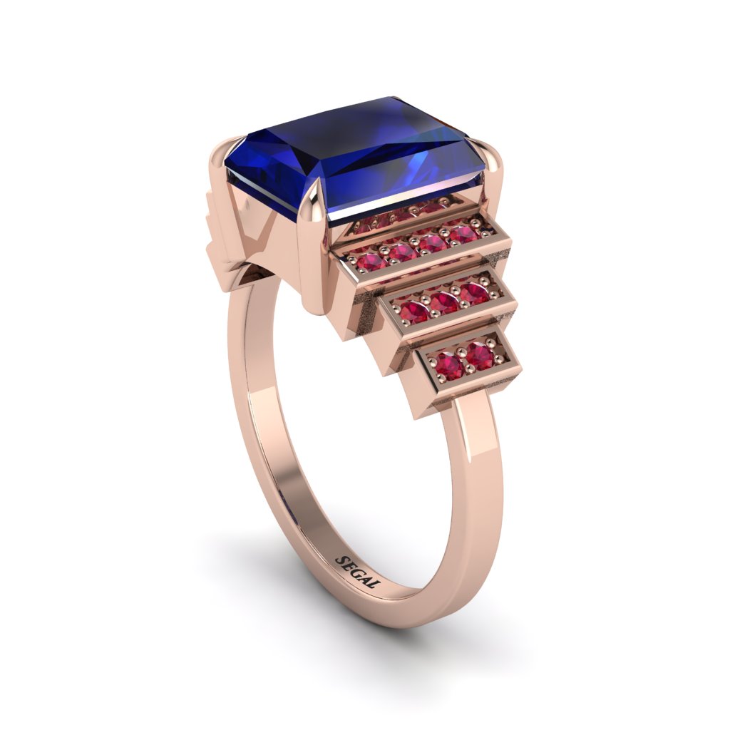 Unique Geometric Radiant Sapphire Engagement Ring - Wilma No. 59