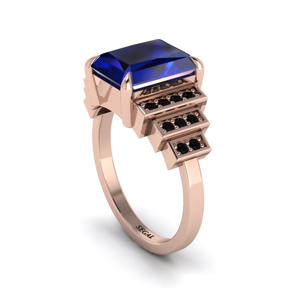 Unique Geometric Radiant Sapphire Engagement Ring - Wilma No. 44
