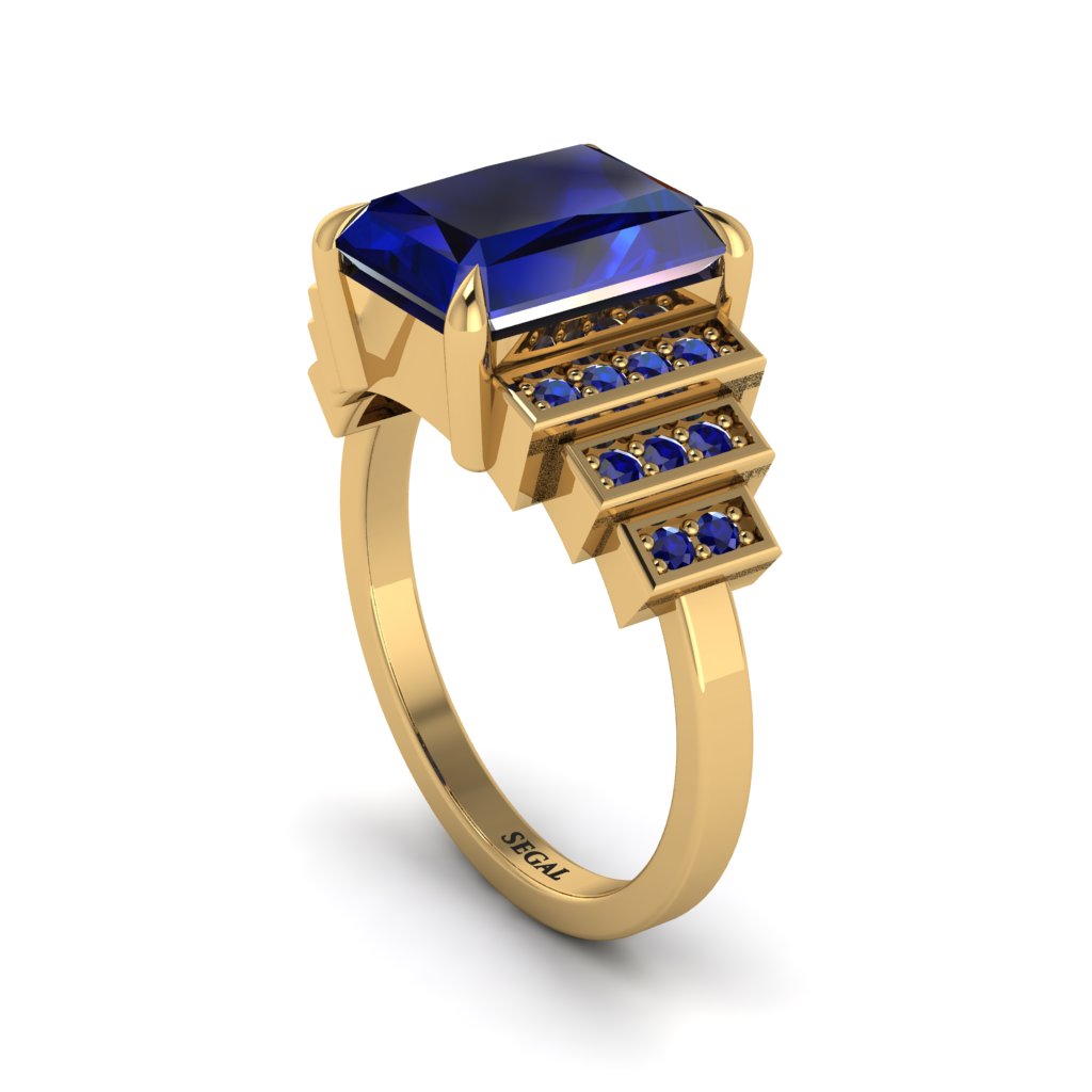 Unique Geometric Radiant Sapphire Engagement Ring - Wilma No. 73