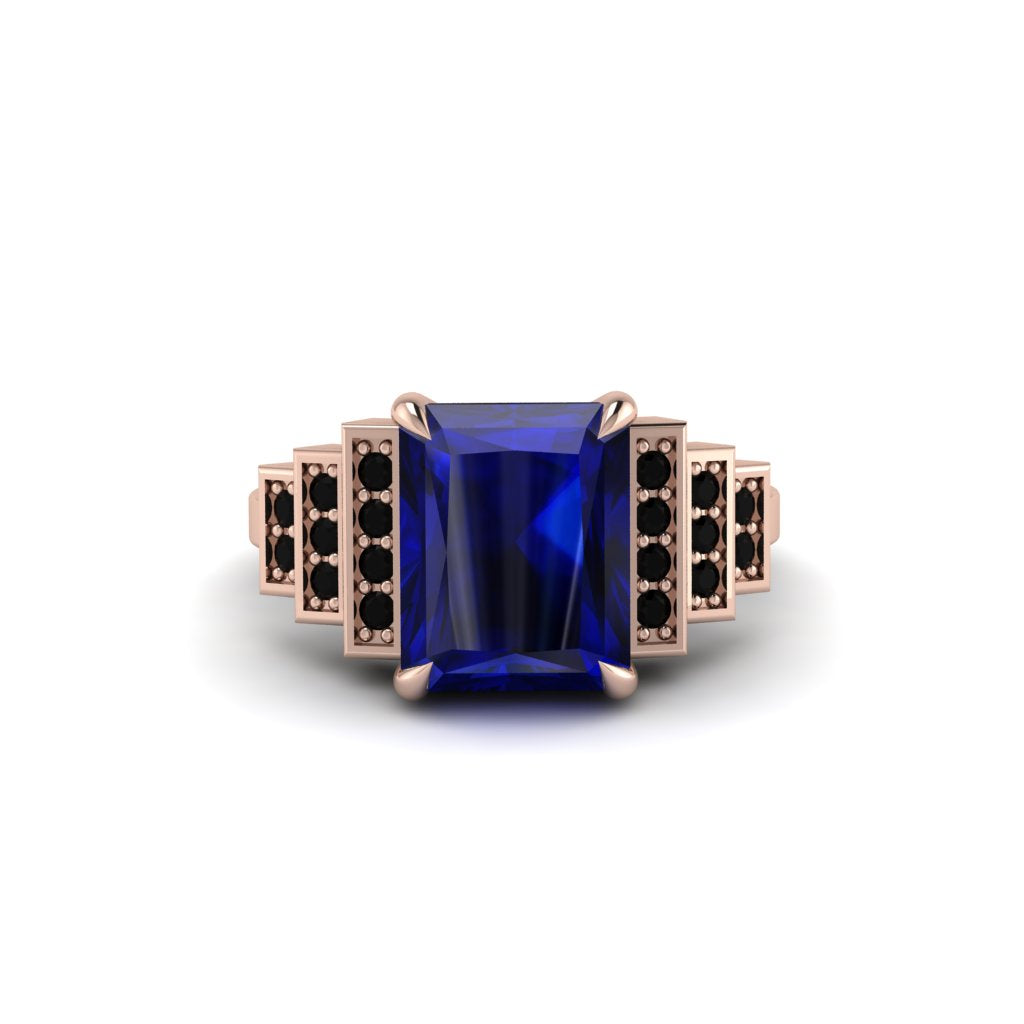 Unique Geometric Radiant Sapphire Engagement Ring - Wilma No. 44