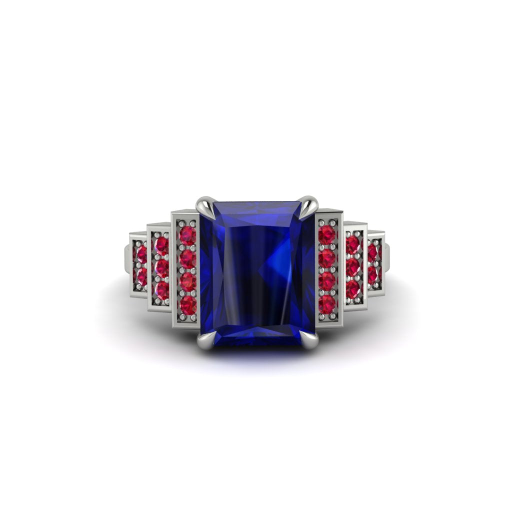 Unique Geometric Radiant Sapphire Engagement Ring - Wilma No. 60