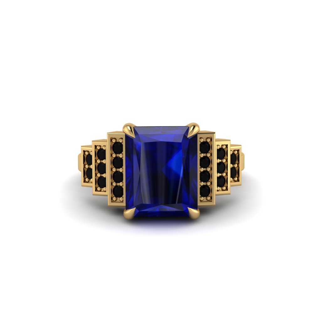 Unique Geometric Radiant Sapphire Engagement Ring - Wilma No. 43