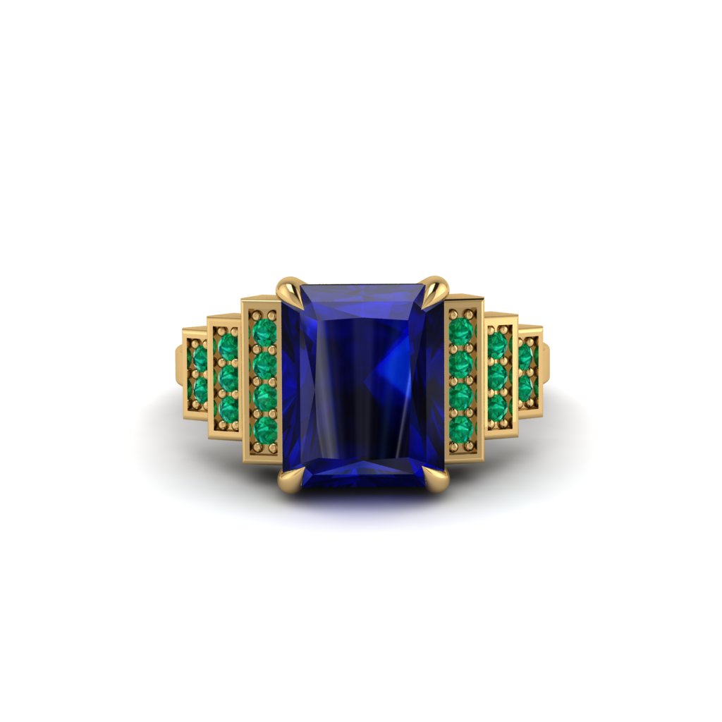 Unique Geometric Radiant Sapphire Engagement Ring - Wilma No. 28