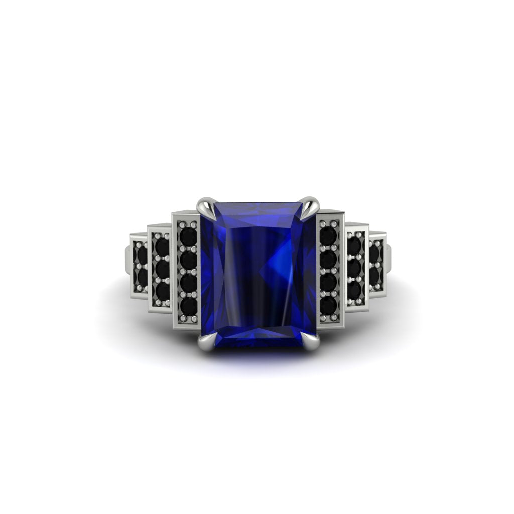 Unique Geometric Radiant Sapphire Engagement Ring - Wilma No. 45