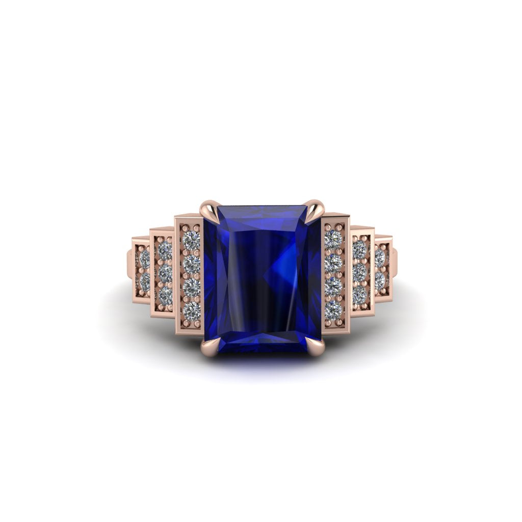 Unique Geometric Radiant Sapphire Engagement Ring - Wilma No. 14