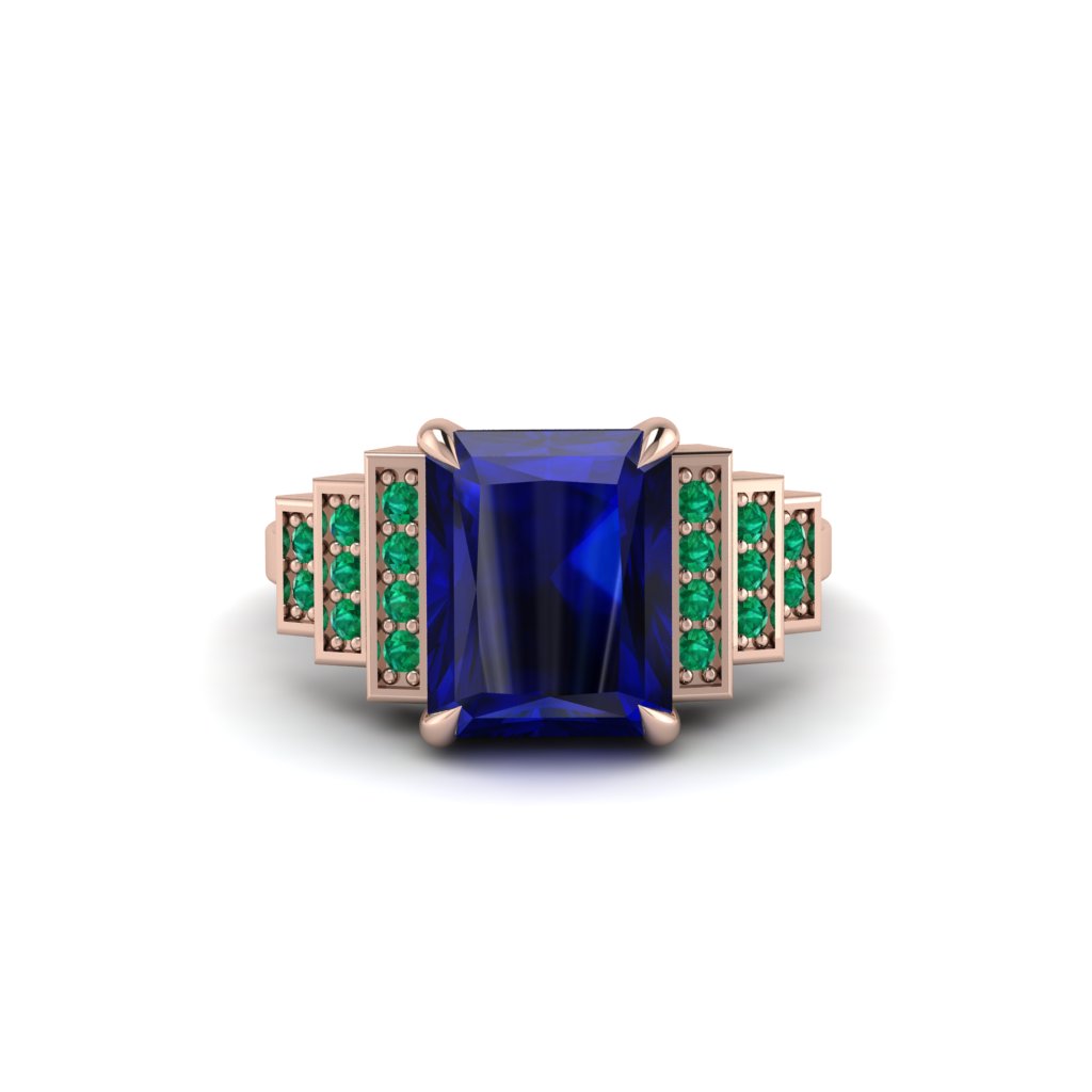 Unique Geometric Radiant Sapphire Engagement Ring - Wilma No. 29