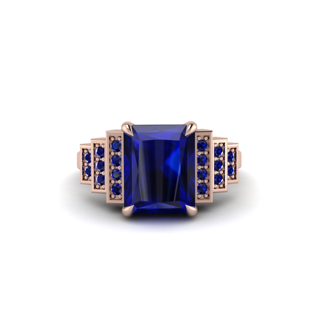 Unique Geometric Radiant Sapphire Engagement Ring - Wilma No. 74