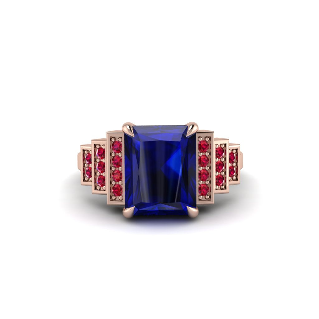 Unique Geometric Radiant Sapphire Engagement Ring - Wilma No. 59