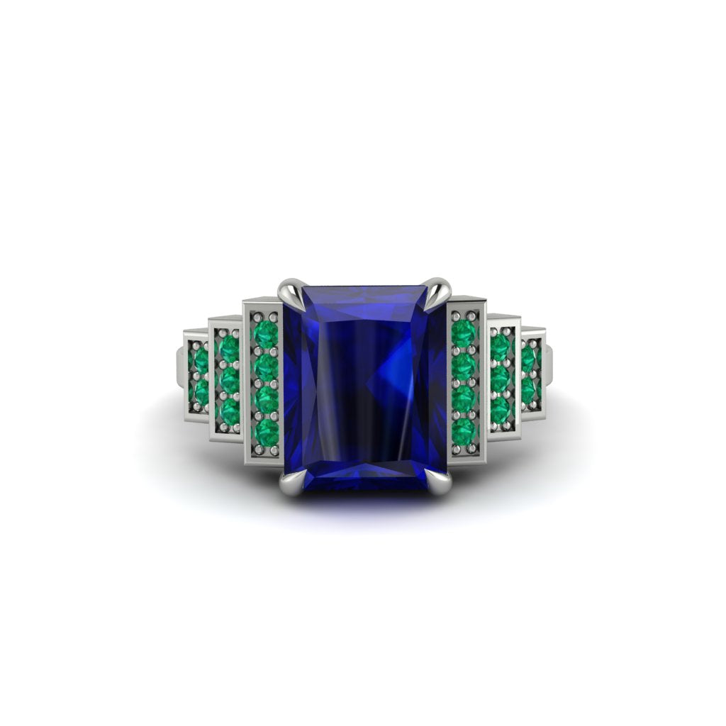 Unique Geometric Radiant Sapphire Engagement Ring - Wilma No. 30