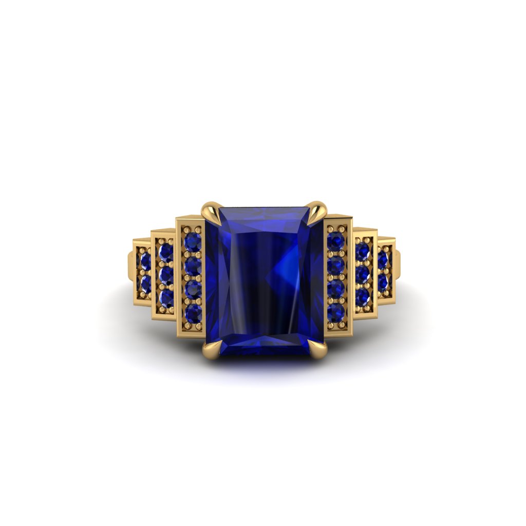 Unique Geometric Radiant Sapphire Engagement Ring - Wilma No. 73