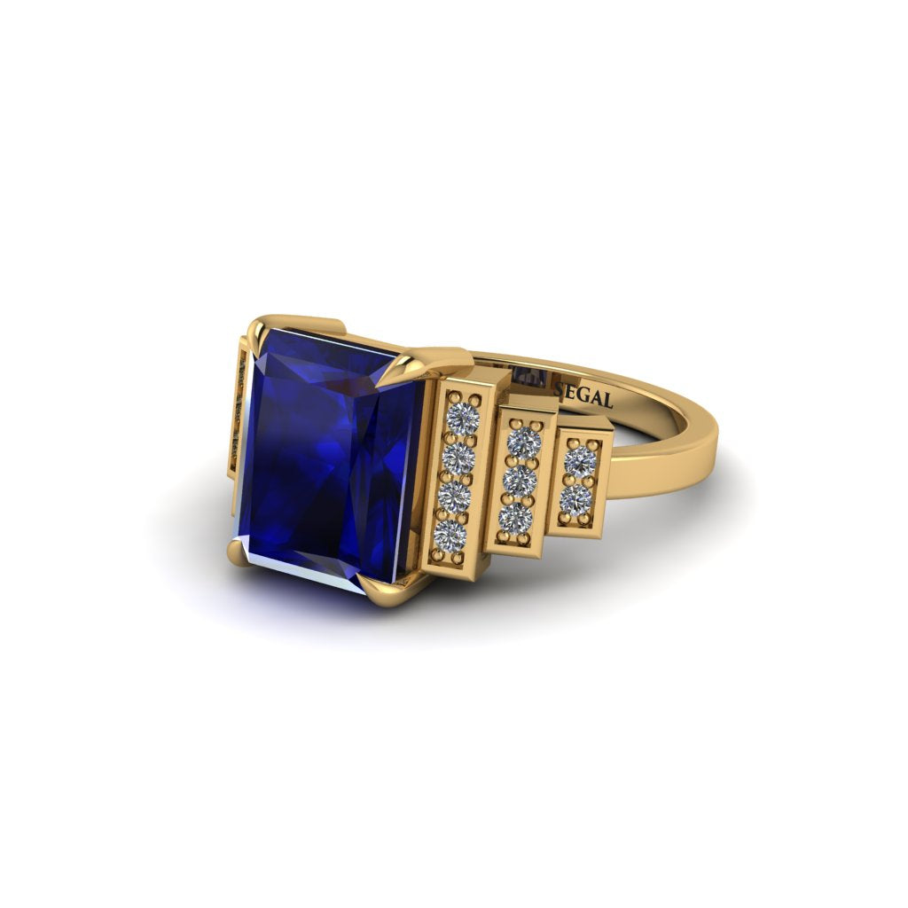 Unique Geometric Radiant Sapphire Engagement Ring - Wilma No. 13