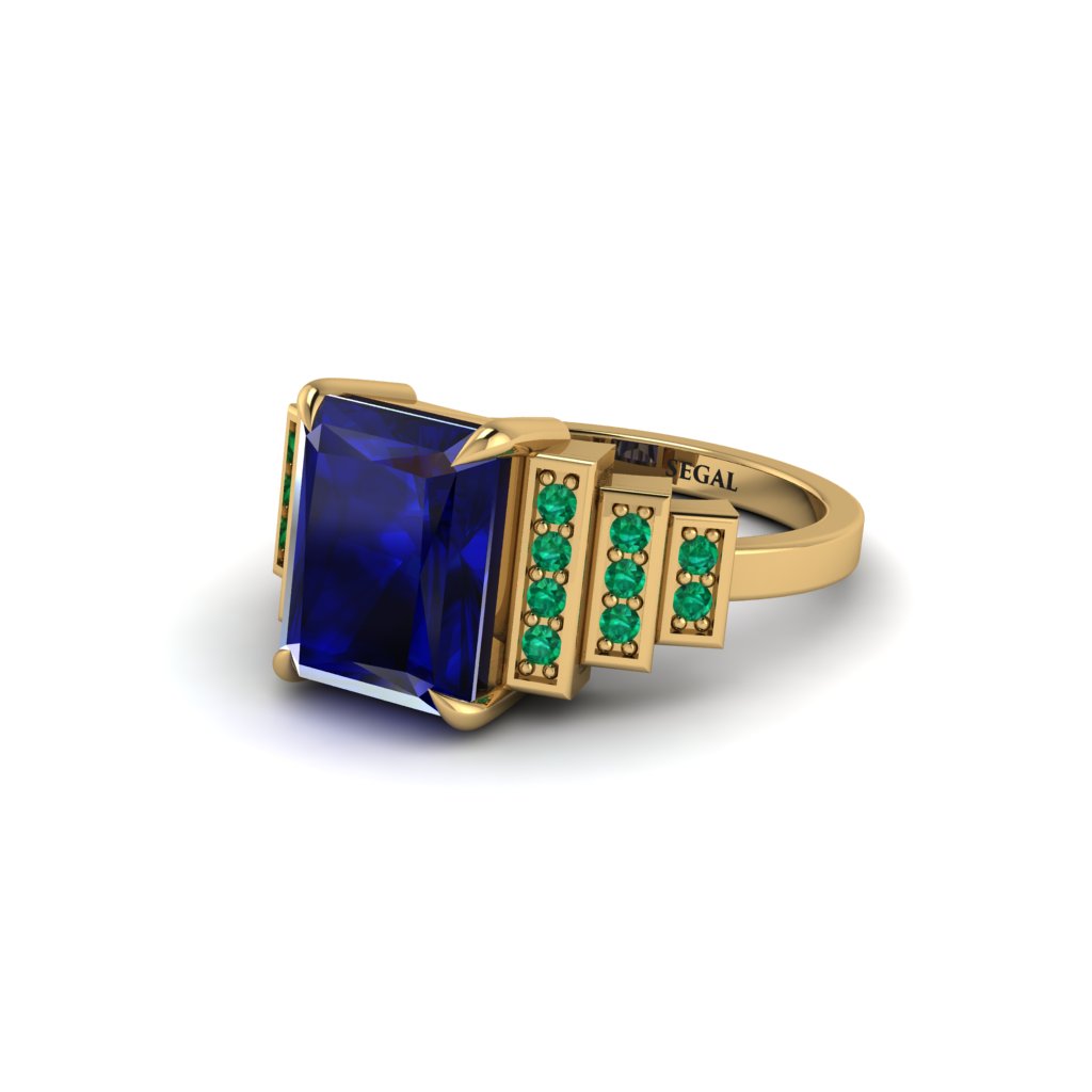 Unique Geometric Radiant Sapphire Engagement Ring - Wilma No. 28