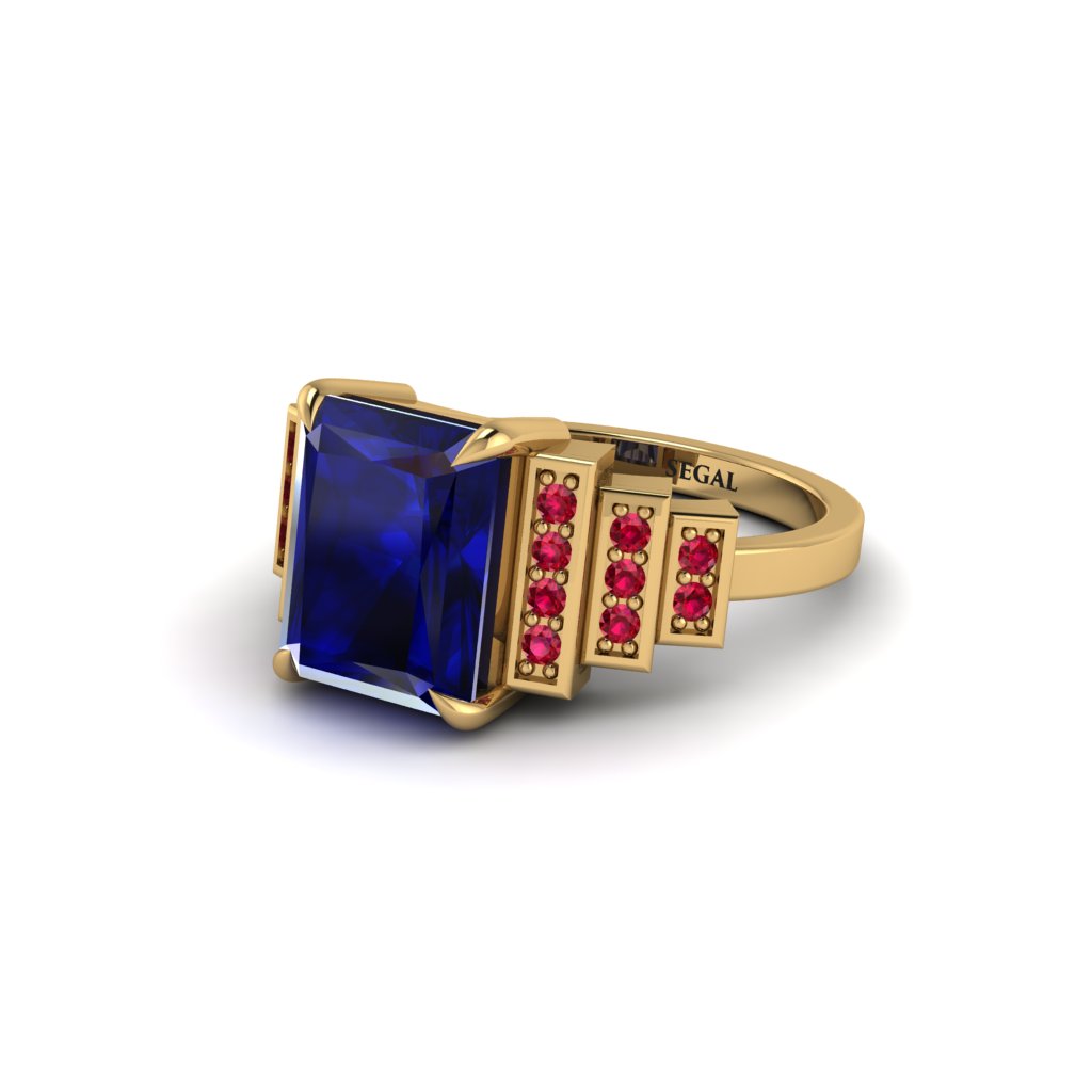 Unique Geometric Radiant Sapphire Engagement Ring - Wilma No. 58