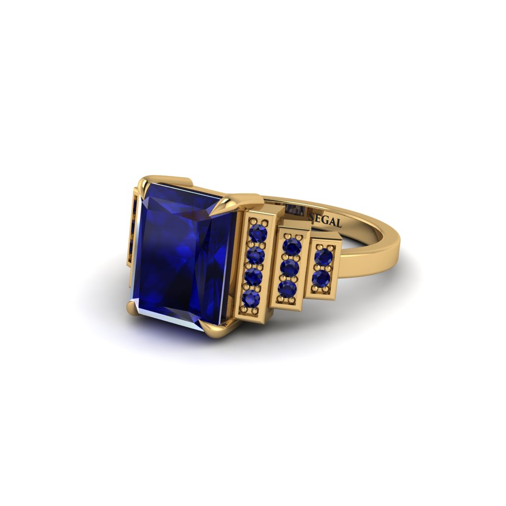 Unique Geometric Radiant Sapphire Engagement Ring - Wilma No. 73