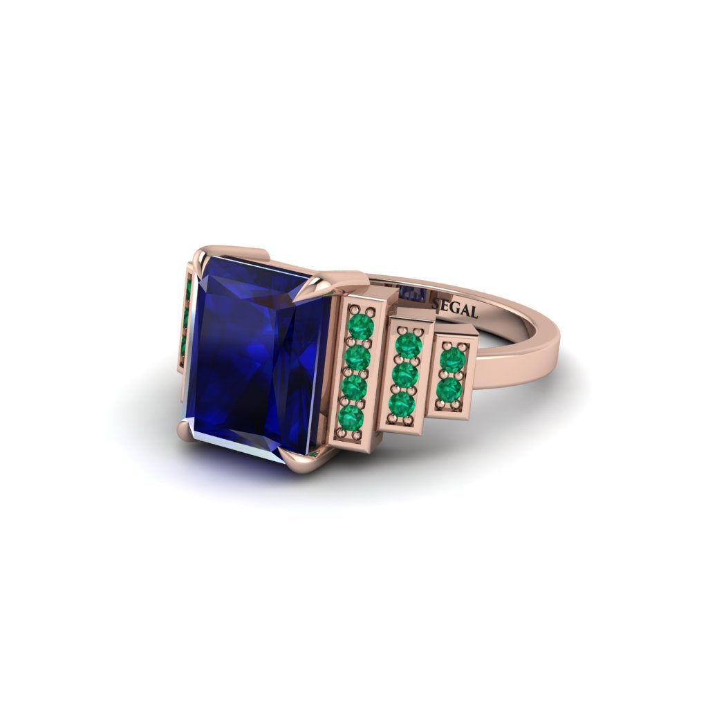 Unique Geometric Radiant Sapphire Engagement Ring - Wilma No. 29