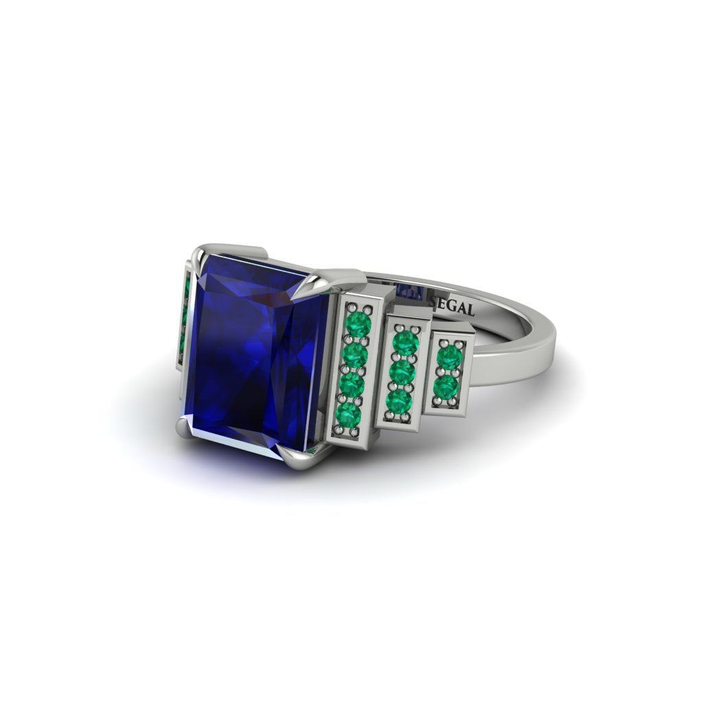 Unique Geometric Radiant Sapphire Engagement Ring - Wilma No. 30