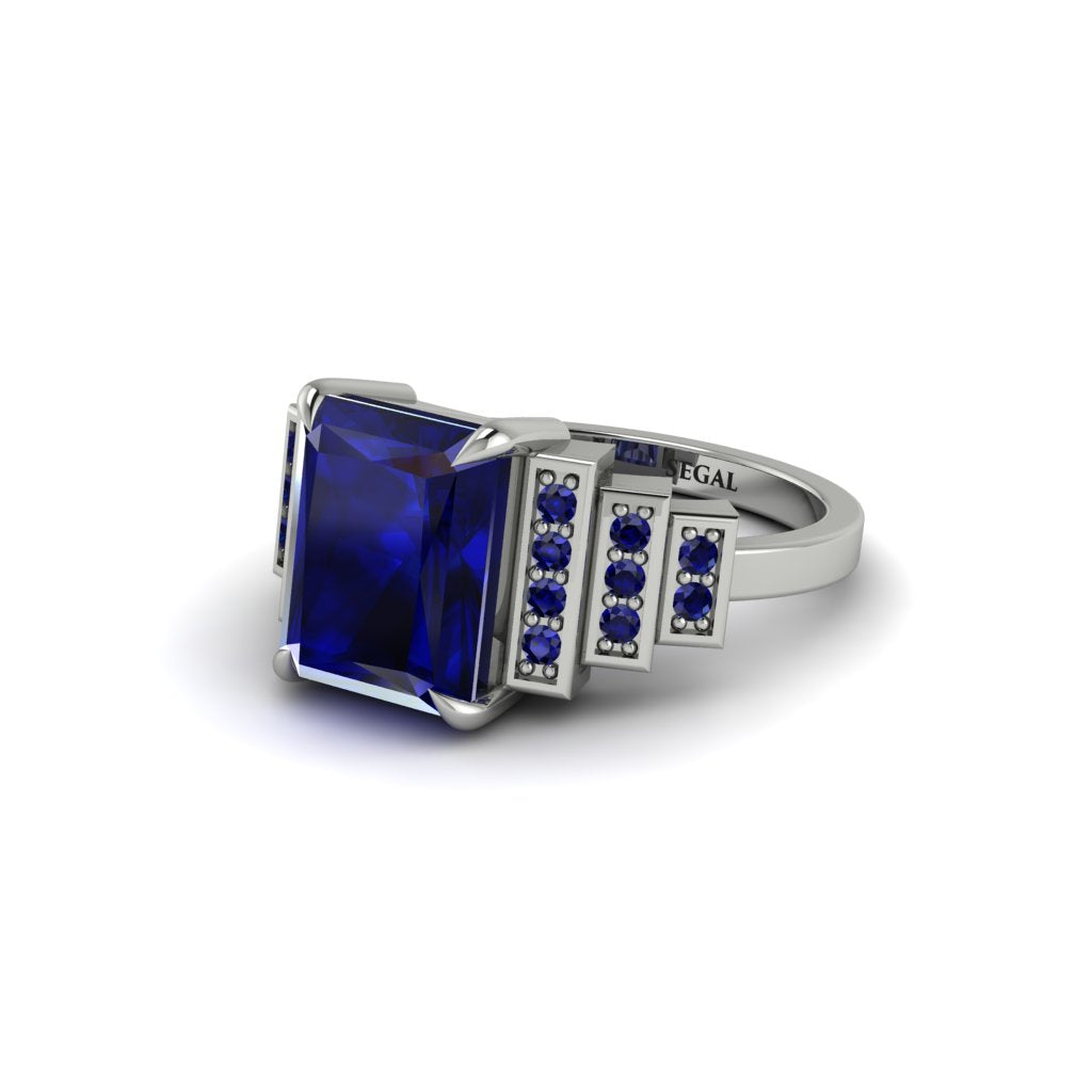 Unique Geometric Radiant Sapphire Engagement Ring - Wilma No. 75
