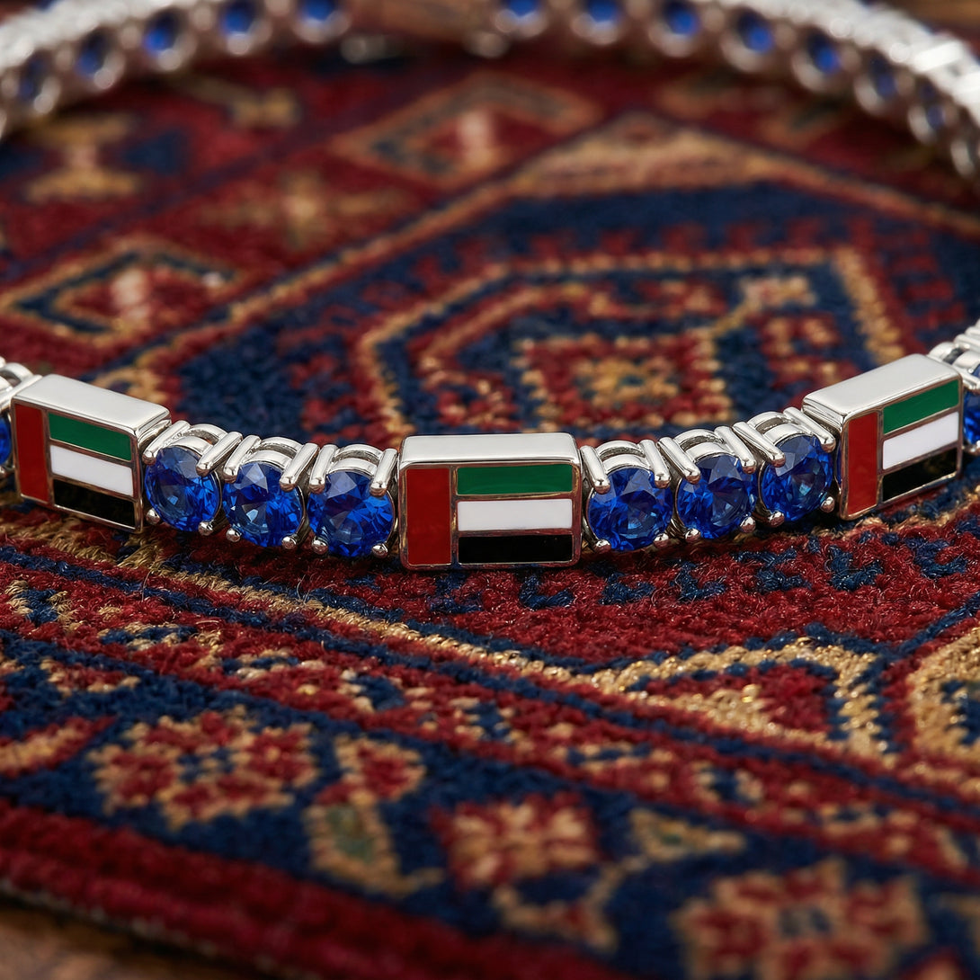 Sapphire Tennis Bracelet with United Arab Emirates Flag no. 15