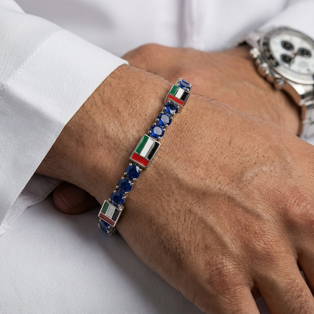 Sapphire Tennis Bracelet with United Arab Emirates Flag no. 15
