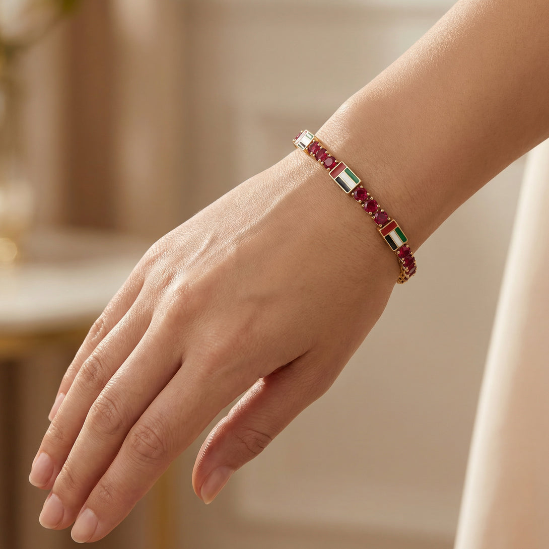 Ruby Tennis Bracelet with United Arab Emirates Flag no. 10
