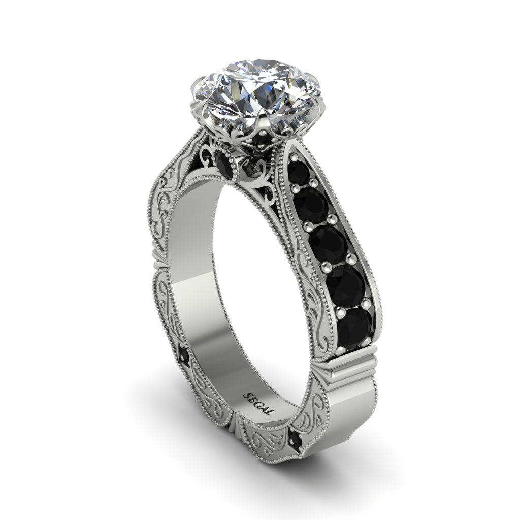 Diamond Victorian Scroll Engagement Ring - Kehlani No. 33