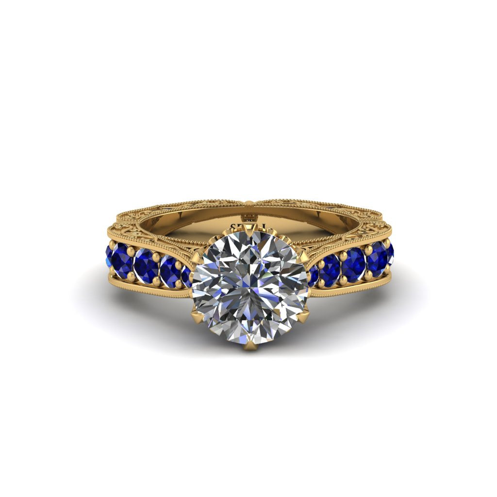 Diamond Victorian Scroll Engagement Ring - Kehlani No. 61